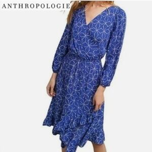 Anthropologie x Plenty by Tracy Reese Aleah Blue & White Floral Midi Dress